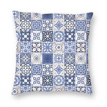 Delft-funda de almohada de Azulejo portugués, azul, 45x45cm, para sofá 2024 - compra barato
