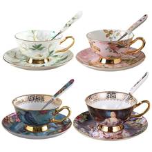 European Style Bone Porcelain Coffee Cup Set Vintage Ceramic Afternoon Tea Cup Saucer Spoon Luxury Gift For Cafe Shop Home 2024 - buy cheap
