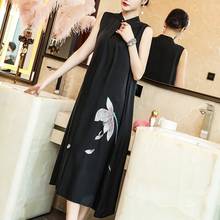 Preto elegante vestidos chineses 2020 verão cheongsam vietnam tradicional vestido robe femme vintage vestido chinês qipao 10169 2024 - compre barato