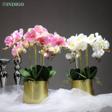 Розовые орхидеи «сделай сам», Цветочная композиция (1 набор с горшком), центральный стол фаленопсиса белого цвета, Декор для дома, индиго 2024 - купить недорого