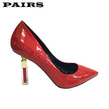 Sapatos de salto alto stiletto feminino, sapatos de salto alto da moda em couro legítimo para mulheres, ponta brilhante, design especial 2024 - compre barato