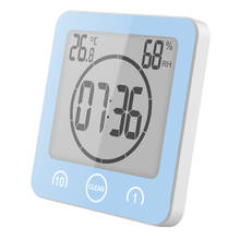 Relógio de parede digital com temporizador, relógio digital lcd à prova d'água com temporizador de temperatura e umidade para banheiro e cozinha 2024 - compre barato
