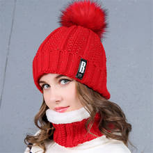 New Brand Winter knit Beanies Hat Women Thick Warm Beanie Skullies Hat Female Letters Bonnet Beanie Caps Outdoor Riding Sets Bib 2024 - buy cheap