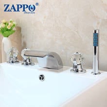 Zappo led cachoeira bico 5 pçs torneira da banheira cromo terminado torneiras misturadoras para chuveiro do banheiro com chuveiro de mão 2024 - compre barato