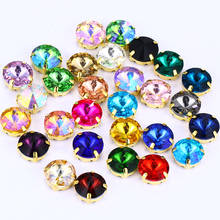 20Pcs Mixed Multiple Colors Shining Rivoli Glass Rhinestones Round Glass Strass Crystal With Golden Claws Sew On Clothing Crafts 2024 - buy cheap