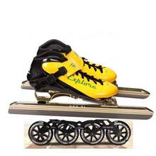 carbon fiber inline speed skates shoes track ice skates patines roller wheel combination muti-use race 380 410 430 90 100 110mm 2024 - купить недорого