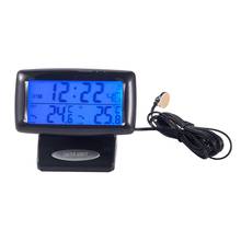 Reloj electrónico 2 en 1 para coche, termómetro con pantalla LCD LED grande, multifunción, suministros para coche 2024 - compra barato