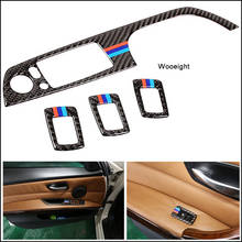 Wooeight 4Pcs LHD Car Interior Carbon Fiber Door Window Switch Panel Cover Trim Sticker Fit For BMW 3 Series 2005-2010 2011 2012 2024 - buy cheap