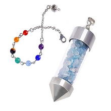 FYJS Unique Silver Plated Wish Bottle Aquamarines Crystal Pendant Healing Chakra Chain Jewelry 2024 - buy cheap