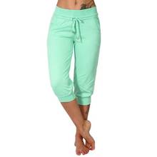 Summer Women Casual pants Solid Color Low Rise Drawstring Pockets Sports Capri Pants Summer Streetwear 2021 штаны 2024 - buy cheap