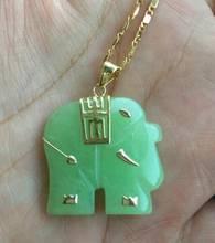 Asian NATURAL green jade Elephant Pendant Necklace 2024 - buy cheap