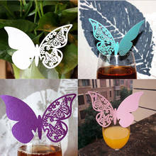 50pcs Butterfly Wine Glass Card Laser Cut Hollow Table Name Place Escort Cup Paper Card for Party Wedding Home Decorations 2024 - buy cheap