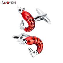 SAVOYSHI Red Enamel Shirt Cufflinks for Mens Gifts Cuff buttons High Quality Novelty Lobster Model Cuff Links Brand Jewelry 2024 - compre barato