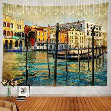 Góndola de Venecia, Italia, viaje, vacaciones, Retro, tapiz colgante de pared, decoraciones 2024 - compra barato