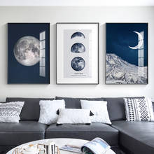 Nordic Moon night sky Canvas Painting Posters and Print Minimalist dark Wall Art Pictures For Living Room Bedroom Aisle Studio 2024 - buy cheap