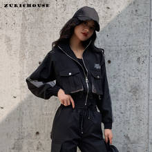 ZURICHOUSE 2021 Bomber Jacket Women Spring Short Basic Coat Casual Fashion Spliced Striped Reflective Female Jacket Outwear 2024 - buy cheap