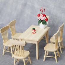 Mini cadeira de mesa de madeira simulada para casa de bonecas 1/12 modelo de decoração 2024 - compre barato