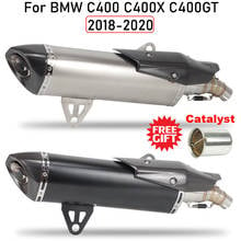 Silenciador de fibra de carbono para motocicleta, tubo de Escape intermedio catalizador para BMW C400, C400X, C400GT, 2018, 2020 2024 - compra barato