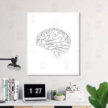 Dibujo del cerebro anatómico, Impresión de anatomía, arte médico, pintura en lienzo, cuadro de médico, decoración de oficina, póster de cerebro, imagen de boceto de línea 2024 - compra barato