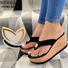 2021 Sandals Women Wedges Shoes Platform Summer Casual Solid Women Girls Wedges Shoes Slip-On Girls Plus Size Flip Flops 2024 - buy cheap