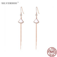 SILVERHOO-pendientes colgantes de plata de ley 925 con forma de abanico, joyería con borlas, Color dorado 2024 - compra barato