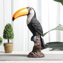 Estatueta americana criativa de toucan, enfeites de animais de simulação pintados, sala de estar, decoração decorativa de casa, estátua de pássaro, decoração moderna 2024 - compre barato