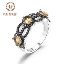 GEM'S BALLET Classic 925 Sterling Silver Hollow Ring 1.30Ct Natural Gemstone Three Stone Citrine Rings For Women Fine Jewelry 2024 - buy cheap