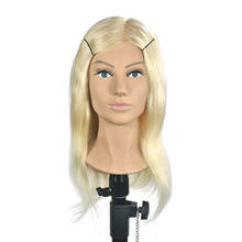 Blonde Human Hair Styling Cutting Practice Cosmetology Hair Mannequin Doll Head 2024 - buy cheap