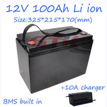 12V lithium ion battery 100Ah Rechargeable Battery RV battery with BMS for Outdoor camping and Inverter Solar energy+10A charger 2024 - buy cheap