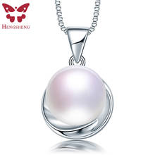 HENGSHENG  AAAA Natural Freshwater Pearl Pendant Fashion Jewelry For Women 925 Sterling Silver Shining Round Pearl Necklace 2024 - buy cheap