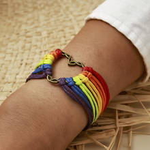HuaTang-pulsera con dijes de corazón de amor para mujer y niña, pulseras de cadena de cuerda coloridas hechas a mano, joyería de moda 2024 - compra barato