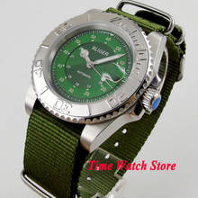 Bliger-reloj con cristal de zafiro para hombre, 40mm, Miyota 8215, correa de nailon con bisel plateado, esfera verde, fecha luminosa, Japón 151 2024 - compra barato