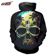 UJWI Man Harajuku Loose Hoodies 3D Black Glasses Skull Mens Favorite Pullover Suppliers Casual Best Selling Sweatshirt 2024 - buy cheap