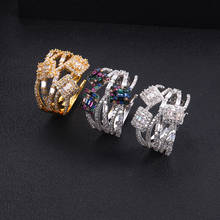 Acessório fashion anel de noivado cúbico zircônio para mulheres joias de luxo joias empilháveis anéis chique 2024 - compre barato