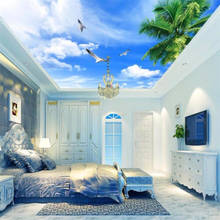 Wellyu-papel tapiz personalizado 3d para sala de estar, Mural de Pagoda HD, murales de papel de pared de techo, nube blanca y azul Coco 2024 - compra barato