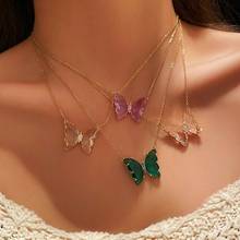 Bohemia Crystal Transparent Butterfly Pendant Necklace Choker Clavicle Gold Chain Women Gift Jewelry Gift 2024 - buy cheap