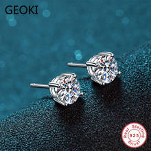 Geoki Classic 4 Claw Passed Diamond Test Moissanite Earrings 925 Sterling Silver 0.5 ct Perfect Cut VVS1 D Color Stone Earrings 2024 - buy cheap