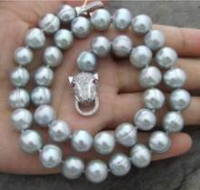 Leopard Clasp AA 10-11MM NATURAL SOUTH SEA BAROQUE GRAY PEARL NECKLACE 18" 2024 - buy cheap