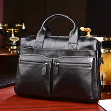 Design famoso maleta de couro dos homens couro genuíno bolsas de ombro sacos de negócios de luxo masculino bolsa para portátil maleta 2024 - compre barato