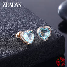 Zdadan 925 prata esterlina cristal em forma de coração parafuso prisioneiro brinco para as mulheres moda zircão brincos jóias de casamento 2024 - compre barato