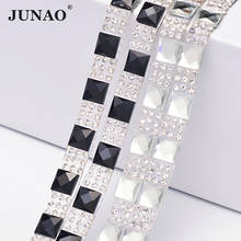 JUNAO 5 Yard*8mm Clear Black Glass Rhinestones Trim Chain Hotfix Iron On Crystal Tape Ribbon Strass Banding for Clothes 2024 - buy cheap