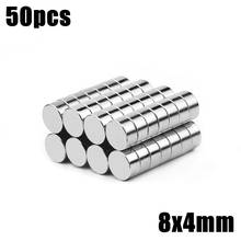 50 Uds 8x4mm súper poderoso fuerte a granel pequeña disco de neodimio NdFeB redondo imanes diámetro 8mm x 4mm N35 raros de la tierra imán de NdFeB 2024 - compra barato