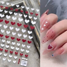 1pcs red white heart image 3D Valentine Nail Stickers for nail Foil Love Heart Design Nails Accessories Fashion Manicure Tattoo 2024 - buy cheap