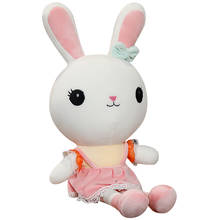 Conejo de peluche para niños y niñas, ropa bonita, muñeco de peluche de Animal de dibujos animados, regalo de cumpleaños 2024 - compra barato