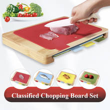 Juego de tabla de cortar de madera y PP para cocina, con estuche de almacenamiento para carne y verduras, plegable, antideslizante 2024 - compra barato