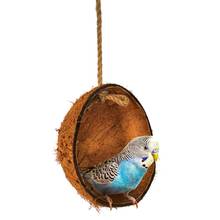 Подвесное гнездо для попугая, натуральная Кокосовая ракушка, игрушка для домашних животных, s качели, гамак, попугай, лазание, Жевательная прочная игрушка, товары для игрушек для птиц 2024 - купить недорого