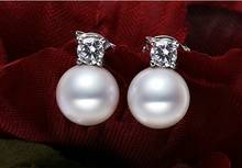 a pair 10-11mm AAA south sea white round pearl dangle earrings silver 2024 - buy cheap