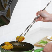 Acessórios de cozinha 1 par longo 38.8cm coreano aço inoxidável pauzinhos alimentos pauzinhos portátil reutilizável pauzinho sushi hashi 2024 - compre barato