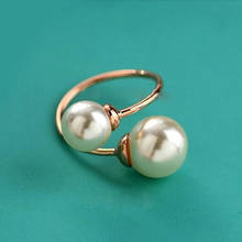 MOONROCY-anillo con perla de imitación para mujer, Color oro Rosa/plata, joyería abierta, venta al por mayor 2024 - compra barato