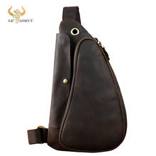 Bolsa de couro crazy horse casual com design de um ombro, peito sling com suporte de cintura para homens 9976-d 2024 - compre barato
